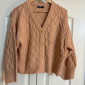 Nasty Gal Peach Cable Knit Cardigan